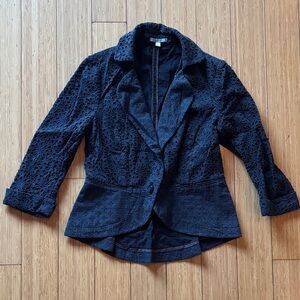 Anthropologie Women’s Navy Eyelet Blazer Jacket